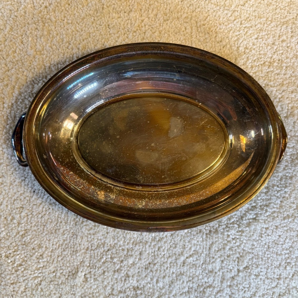 Antique Vintage Silver Plated Oval‎ Serving Dish with Handles Cottagecore Luxury